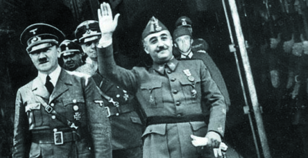 Hitler y Franco, en Hendaya, en la reunión que celebraron en octubre de 1940. Los presos habían empezado trabajar en las obras del Estrecho más de año y medio antes, cuando la Segunda Guerra Mundial aún no había comenzado.