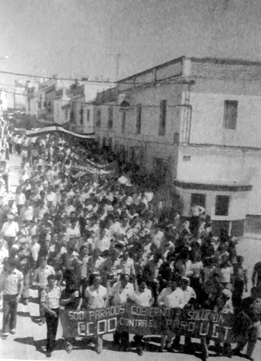 Manifestación de trabajadores en 1979 en Espera.